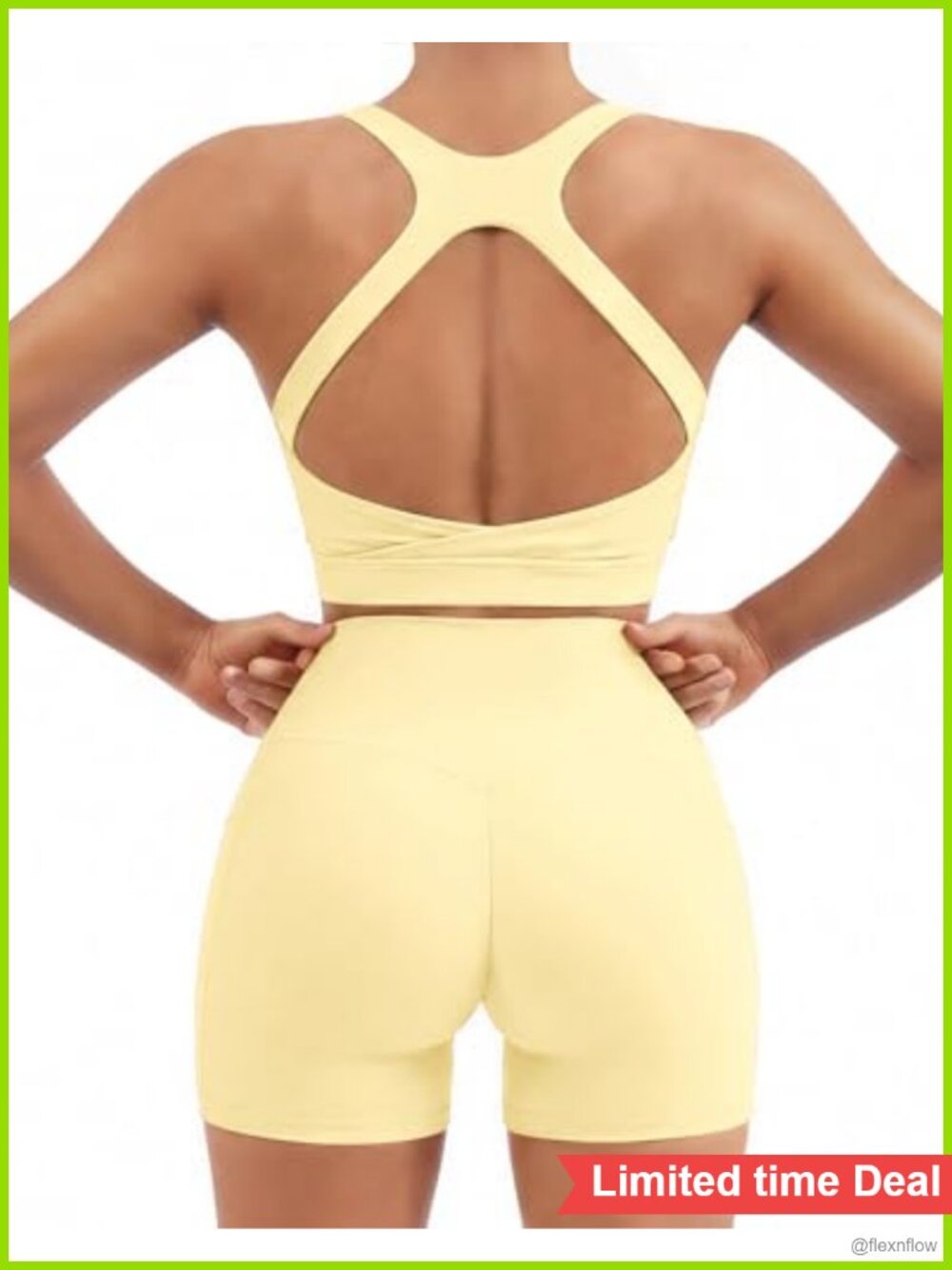 High Impact Sports Bra Crop Tank High Waisted Bike Shorts with Pockets Two